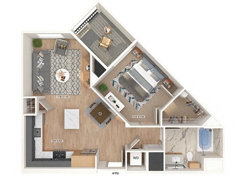 A1 Floorplan Image at Chroma Apartments in Canoga Park CA